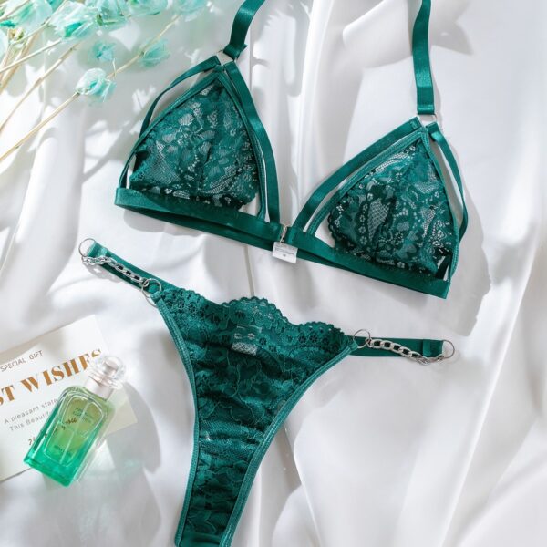 European And American New Lace Seduction Lingerie T-back Lace Underwear Suit - Image 5