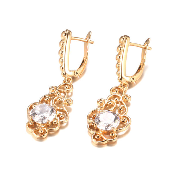 Women's Fashion Long Pattern Zircon Earrings - Image 4