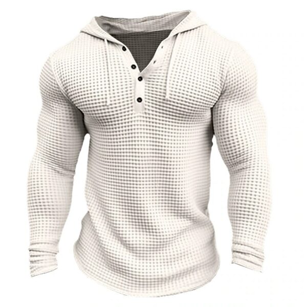 Men's Pullover Casual Long Sleeve T-shirt Waffler Slim Tops Sweat-shirt Solid Color Comfortable Mens Outdoor Streetwear S-3XL - Image 9