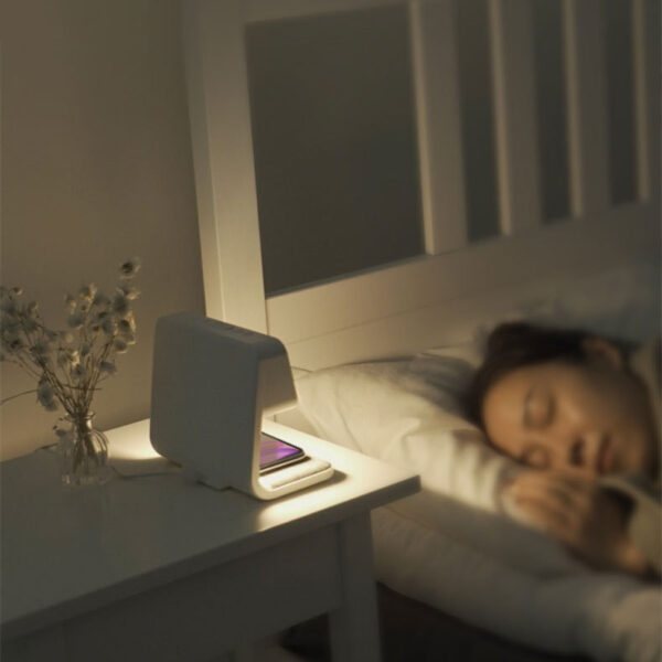 Creative 3 In 1, Bedside Lamp, Wireless Charging station Screen Alarm Clock. - Image 7