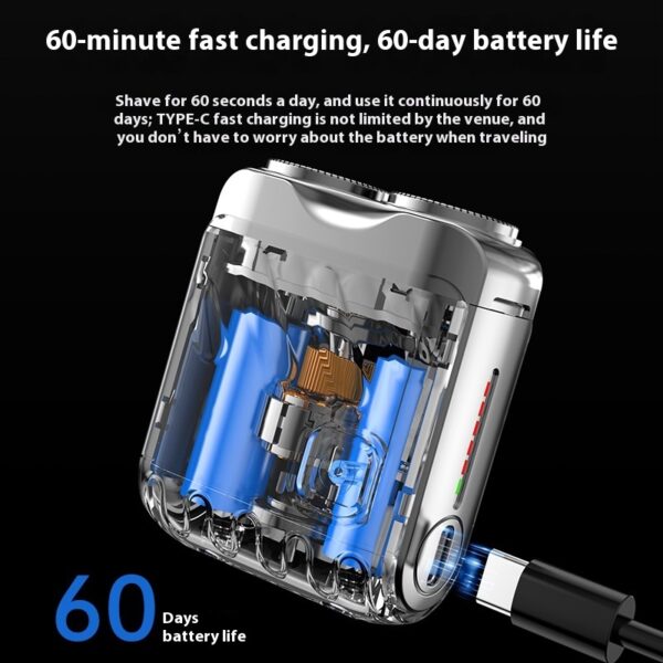 Portable Rotary Dual Ring Electric Shaver Men Travel Mini Shaver Double Floating Magnetic Blade Head Rechargeable Pocket Razors - Image 10